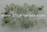 CTD2887 Top drilled 15*30mm - 18*40mm sticks green quartz beads