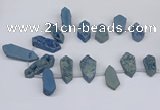 CTD2904 Top drilled 15*25mm - 25*55mm freeform plated druzy agate beads