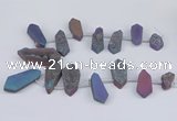 CTD2905 Top drilled 15*25mm - 25*55mm freeform plated druzy agate beads