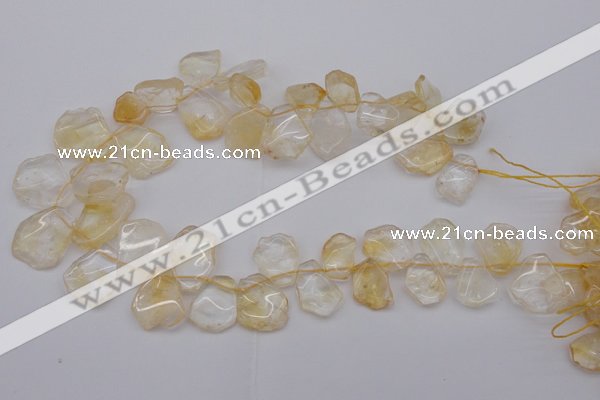 CTD302 Top drilled 15*20mm - 20*25mm freeform citrine gemstone beads