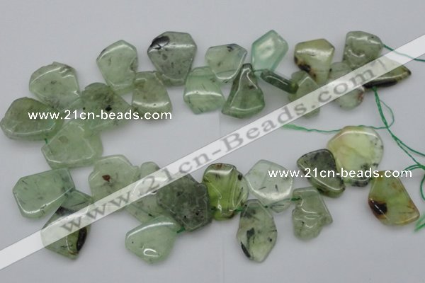 CTD305 Top drilled 15*20mm - 20*25mm freeform green rutilated quartz beads