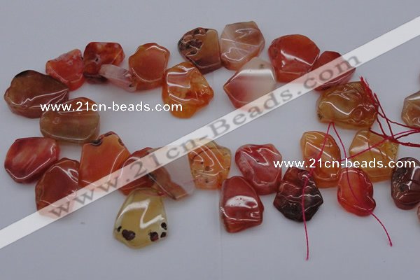 CTD307 Top drilled 15*20mm - 20*25mm freeform red agate beads