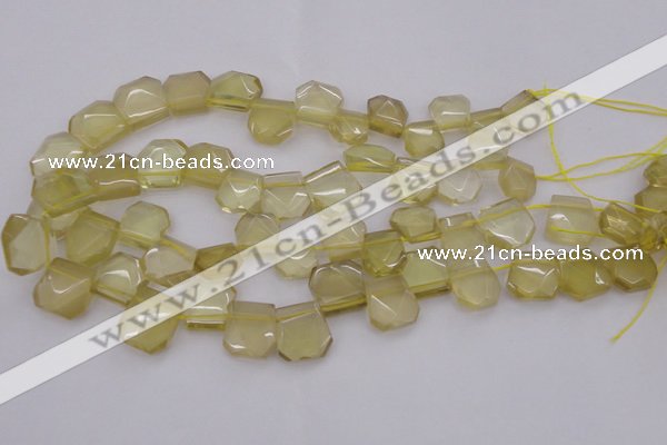 CTD312 Top drilled 15*18mm - 18*20mm faceted freeform lemon quartz beads