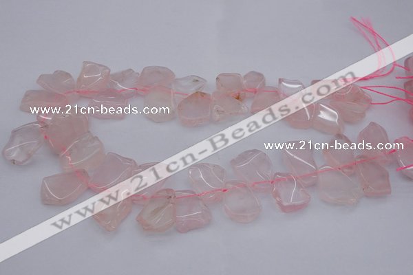 CTD320 Top drilled 15*20mm - 20*25mm freeform rose quartz beads