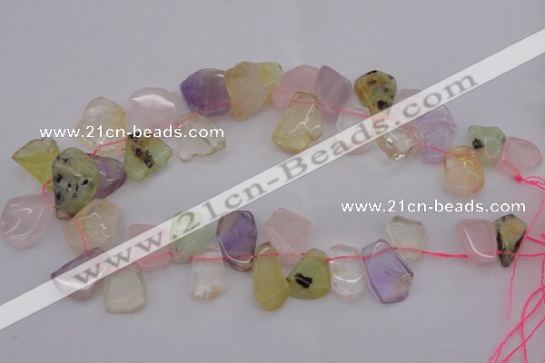 CTD321 Top drilled 15*20mm - 20*25mm freeform multicolor quartz beads