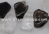 CTD322 15*20mm - 20*25mm freeform white crystal & smoky quartz beads