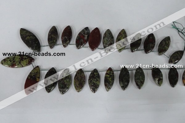 CTD33 Top drilled 10*24mm – 17*40mm marquise dragon blood jasper beads