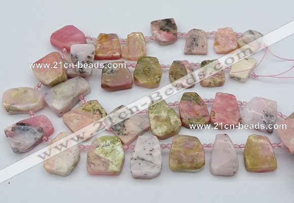 CTD339 Top drilled 15*20mm - 25*30mm freeform pink opal beads