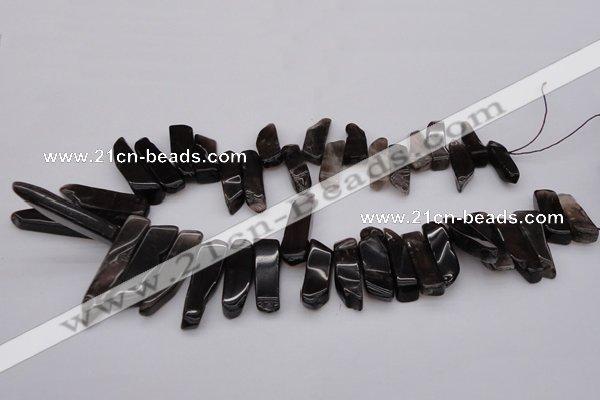 CTD350 Top drilled 10*28mm - 10*50mm wand smoky quartz beads