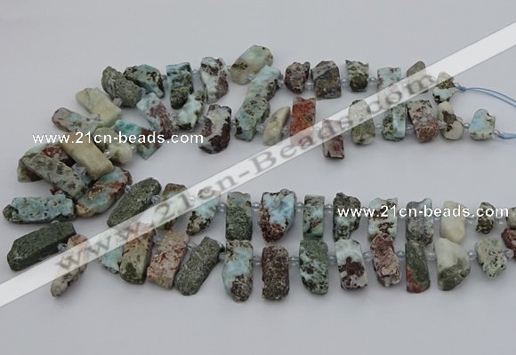 CTD3515 Top drilled 8*15mm - 12*35mm sticks larimar beads