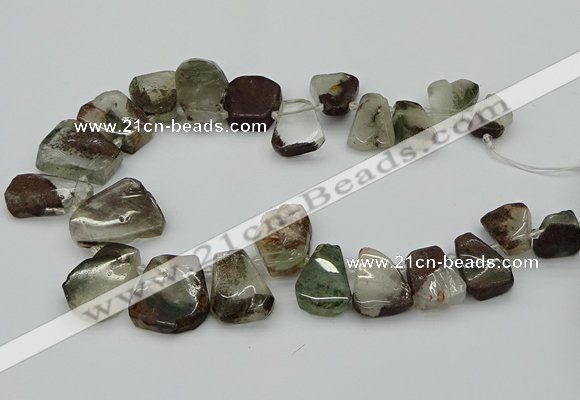 CTD3535 Top drilled 15*20mm - 25*30mm freeform green phantom quartz beads