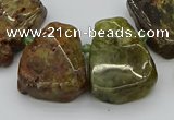 CTD3537 Top drilled 15*20mm - 25*30mm freeform green garnet beads