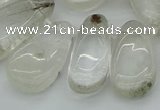 CTD3540 Top drilled 10*22mm - 15*45mm freeform green phantom quartz beads