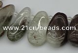 CTD3541 Top drilled 10*22mm - 15*45mm freeform green phantom quartz beads