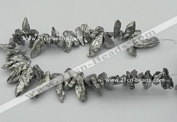 CTD3554 Top drilled 10*20mm - 12*30mm sticks plated quartz beads