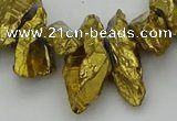 CTD3555 Top drilled 10*20mm - 12*30mm sticks plated quartz beads