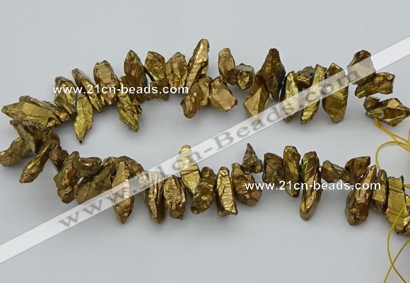 CTD3556 Top drilled 10*20mm - 12*30mm sticks plated quartz beads