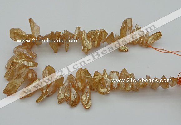 CTD3557 Top drilled 10*20mm - 12*30mm sticks plated quartz beads