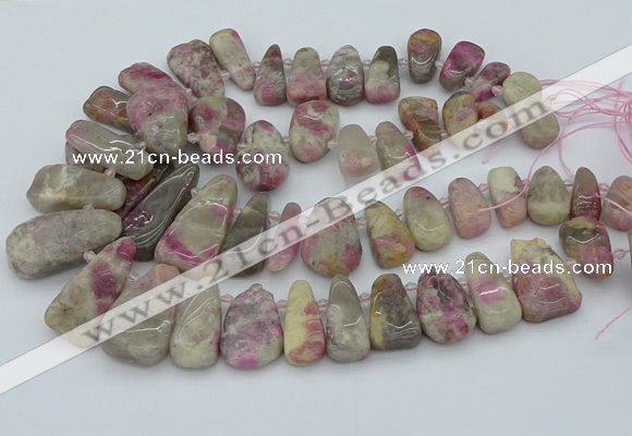 CTD3566 Top drilled 10*20mm - 20*45mm freeform pink tourmaline beads