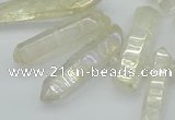 CTD3575 Top drilled 6*20mm - 8*45mm sticks plated white crystal beads