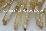 CTD3576 Top drilled 6*20mm - 8*45mm sticks plated white crystal beads