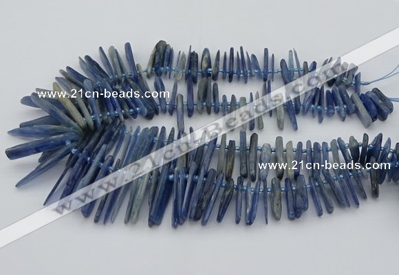 CTD3595 Top drilled 2*15mm - 5*40mm sticks blue kyanite beads