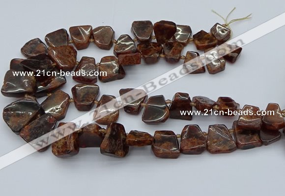 CTD3596 Top drilled 15*20mm - 25*30mm freeform orange garnet beads