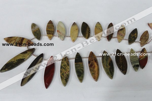 CTD36 Top drilled 10*24mm – 15*50mm marquise brecciated jasper beads