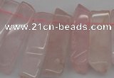 CTD361 Top drilled 10*28mm - 10*50mm wand rose quartz beads