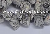 CTD3614 Top drilled 10*14mm - 13*18mm nuggets grey picture jasper beads