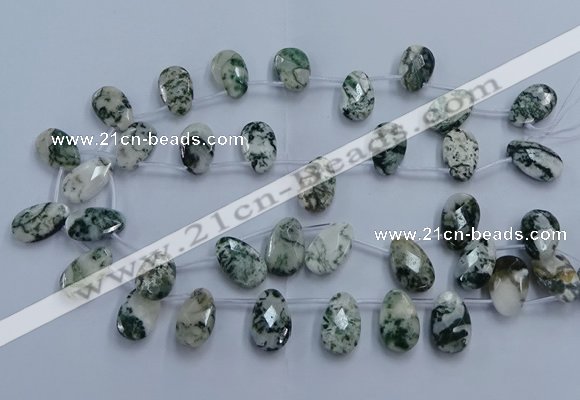 CTD3618 Top drilled 13*22mm briolette moss agate gemstone beads