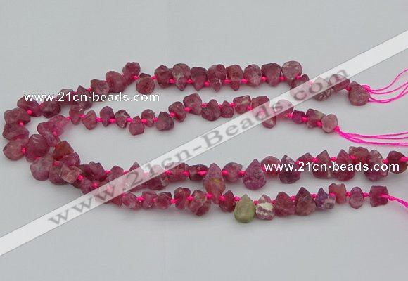 CTD3625 Top drilled 8*10mm - 10*14mm freeform pink tourmaline beads