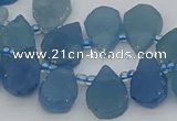 CTD3629 Top drilled 12*15mm - 15*18mm flat teardrop aquamarine beads