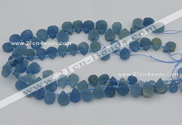 CTD3629 Top drilled 12*15mm - 15*18mm flat teardrop aquamarine beads