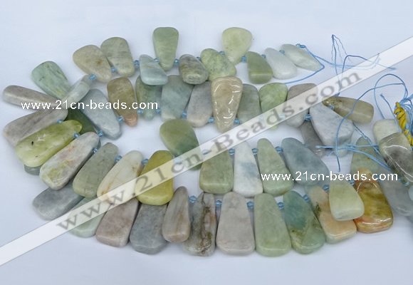 CTD3637 Top drilled 10*20mm - 15*45mm freeform aquamarine beads