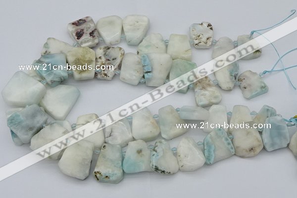 CTD3642 Top drilled 15*20mm - 25*30mm freeform larimar gemstone beads