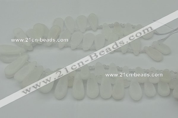 CTD3645 Top drilled 10*20mm - 15*45mm freeform matte white crystal beads