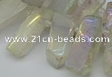 CTD3656 Top drilled 8*15mm - 11*30mm sticks plated white crystal beads