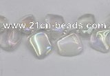 CTD3671 Top drilled 5*8mm - 10*14mm freeform plated white crystal beads