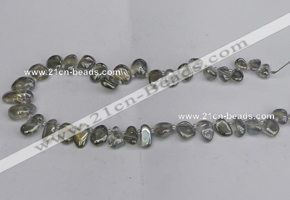 CTD3672 Top drilled 5*8mm - 10*14mm freeform plated white crystal beads