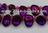 CTD3674 Top drilled 5*8mm - 10*14mm freeform plated white crystal beads