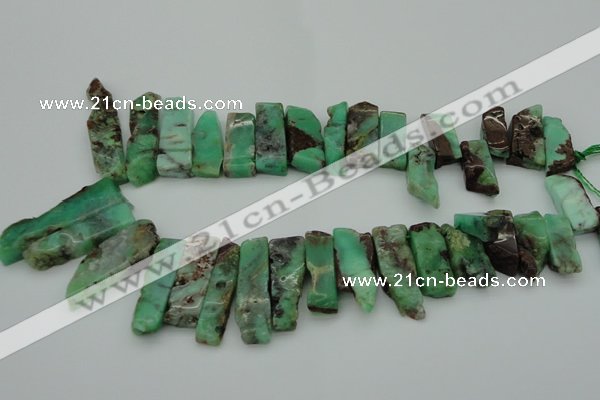 CTD368 Top drilled 10*25mm - 10*45mm wand Australia chrysoprase beads