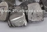 CTD3683 Top drilled 15*20mm - 25*30mm freeform plated white crystal beads