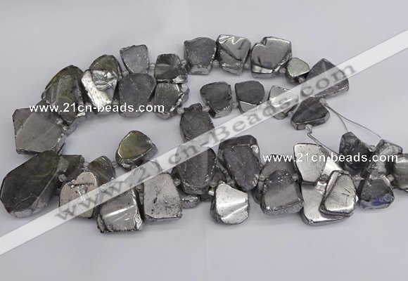 CTD3683 Top drilled 15*20mm - 25*30mm freeform plated white crystal beads