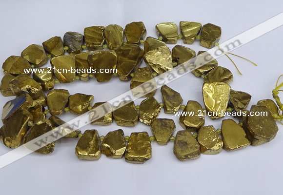 CTD3685 Top drilled 15*20mm - 25*30mm freeform plated white crystal beads