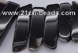 CTD369 Top drilled 10*28mm - 10*50mm wand black agate beads