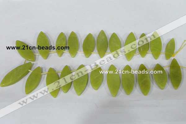 CTD37 Top drilled 10*35mm – 15*45mm marquise Korean jade beads