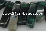 CTD370 Top drilled 10*28mm - 10*50mm wand green agate beads