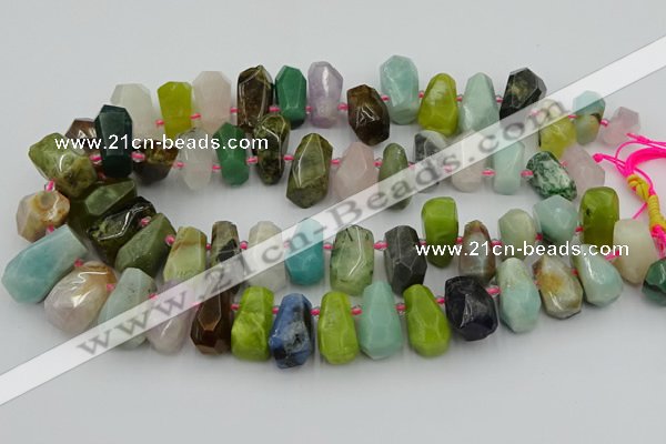 CTD3700 Top drilled 10*15mm - 15*25mm faceted nuggets mixed gemstone beads