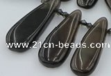 CTD3703 Top drilled 10*20mm - 15*45mm freeform ice black obsidian beads